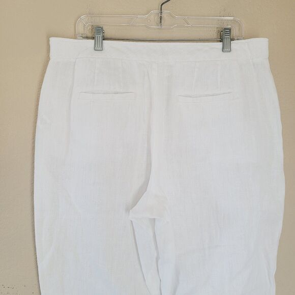 Coldwater Creek 100% Linen Womens Size 16 White Tapered Trousers Pockets Elastic - Picture 8 of 9